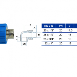 NỐI GÓC 90 ĐỘ REN NGOÀI